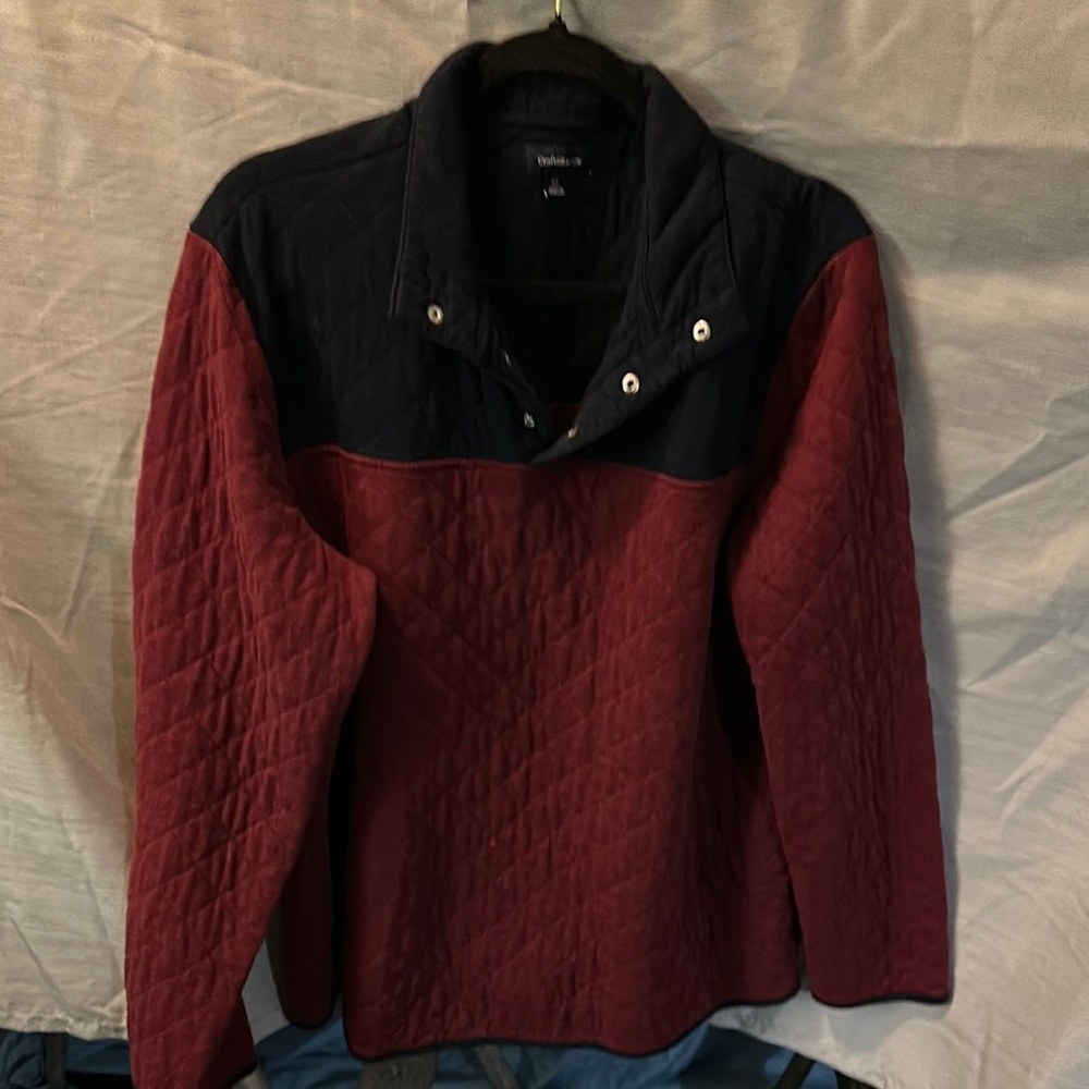Quilted Red and Black Pullover